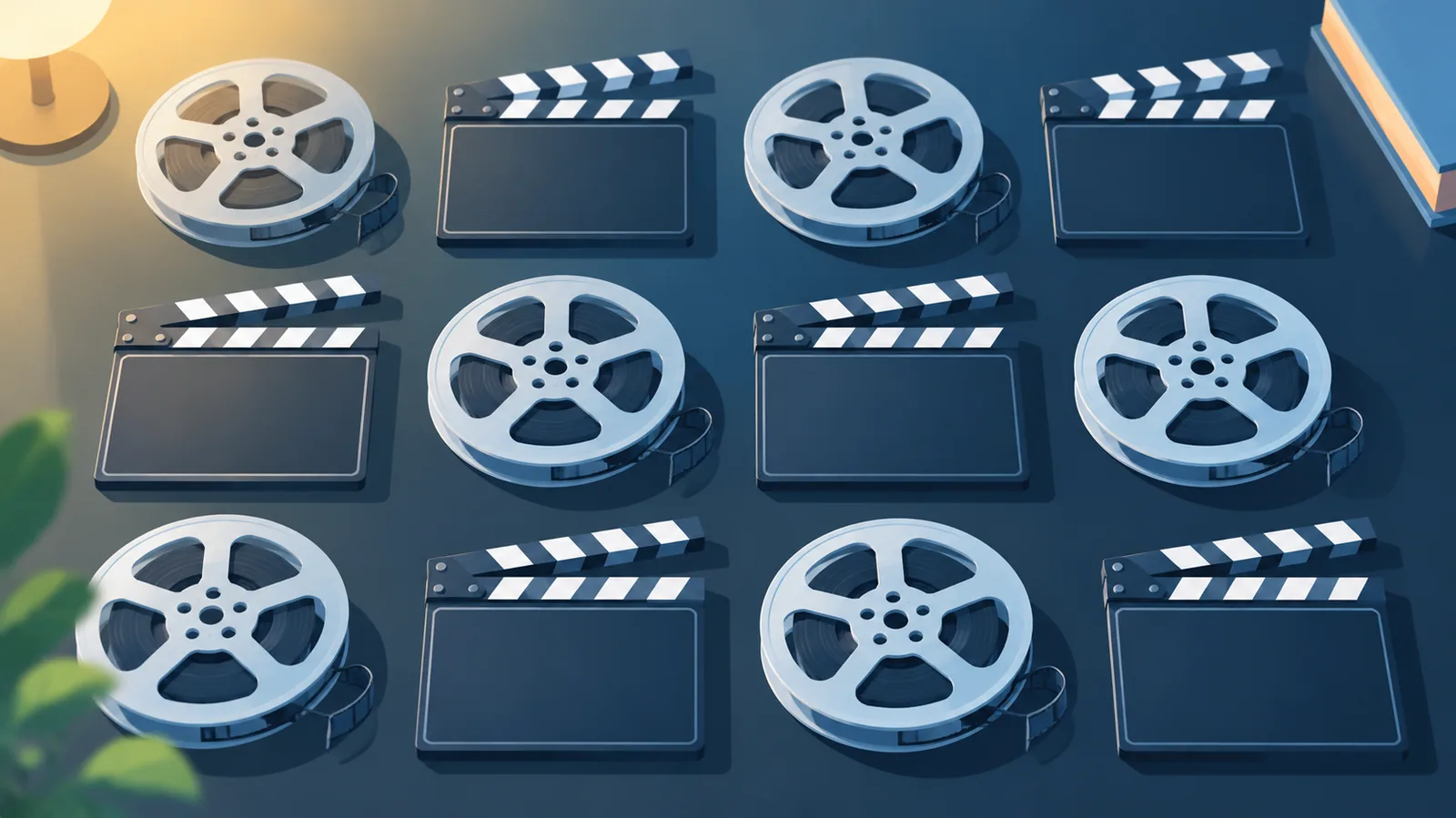 Rolos de filme organizados em fileiras como uma comparação entre dramas