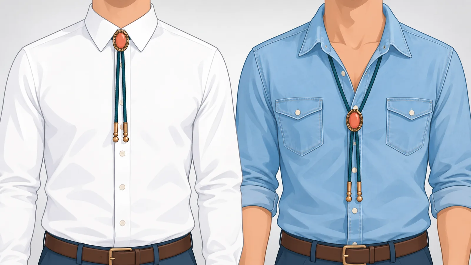 Duas camisas lado a lado mostrando o passador alto e o passador baixo
