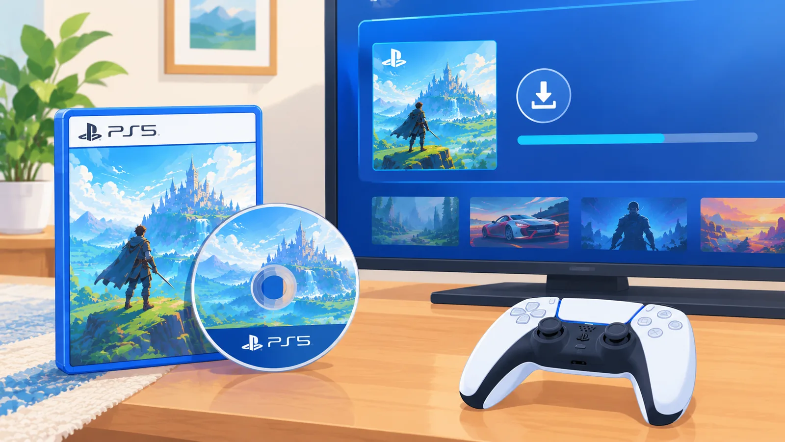 Comparação entre jogo físico e digital no PS5