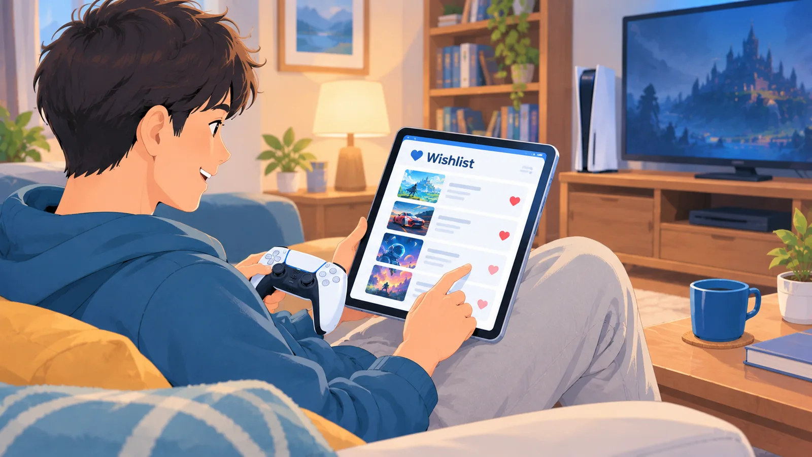 Pessoa escolhendo o próximo jogo de PS5