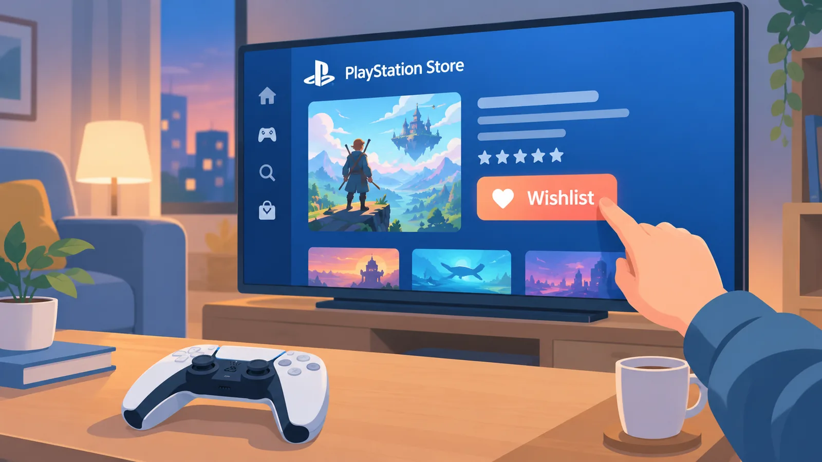 Adicionando um jogo de PS5 à lista de desejos