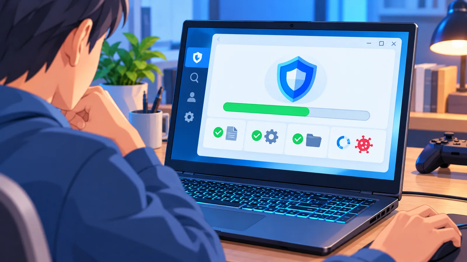 Antivírus fazendo uma varredura completa no notebook