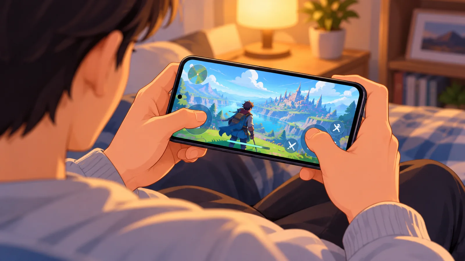Pessoa iniciando um jogo no celular pelo navegador