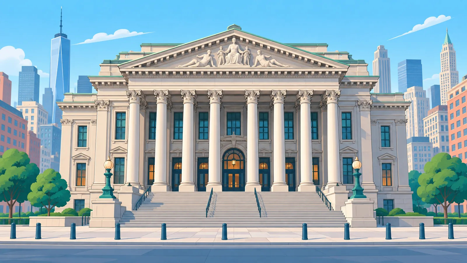 Fachada da antiga Alfândega dos Estados Unidos, sede do Museu do Índio Americano