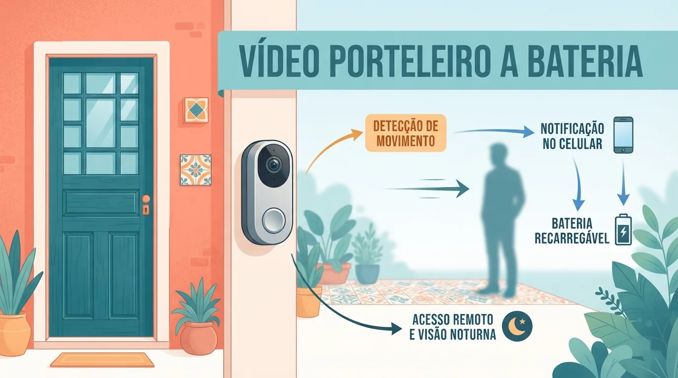 Câmera de segurança compacta sobre estante em apartamento organizado