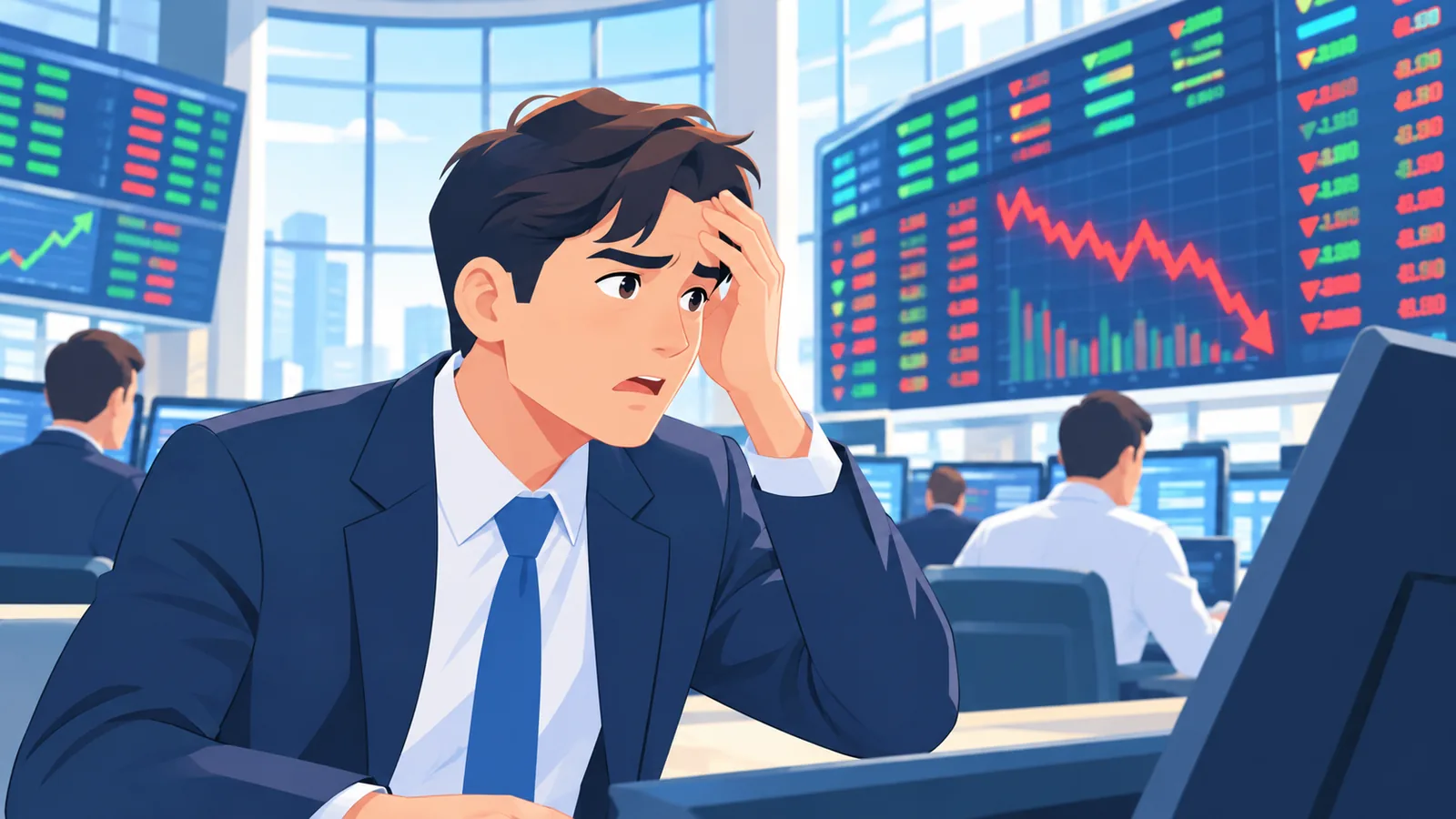 Painel eletrônico de uma bolsa de valores com cotações de empresas de tecnologia