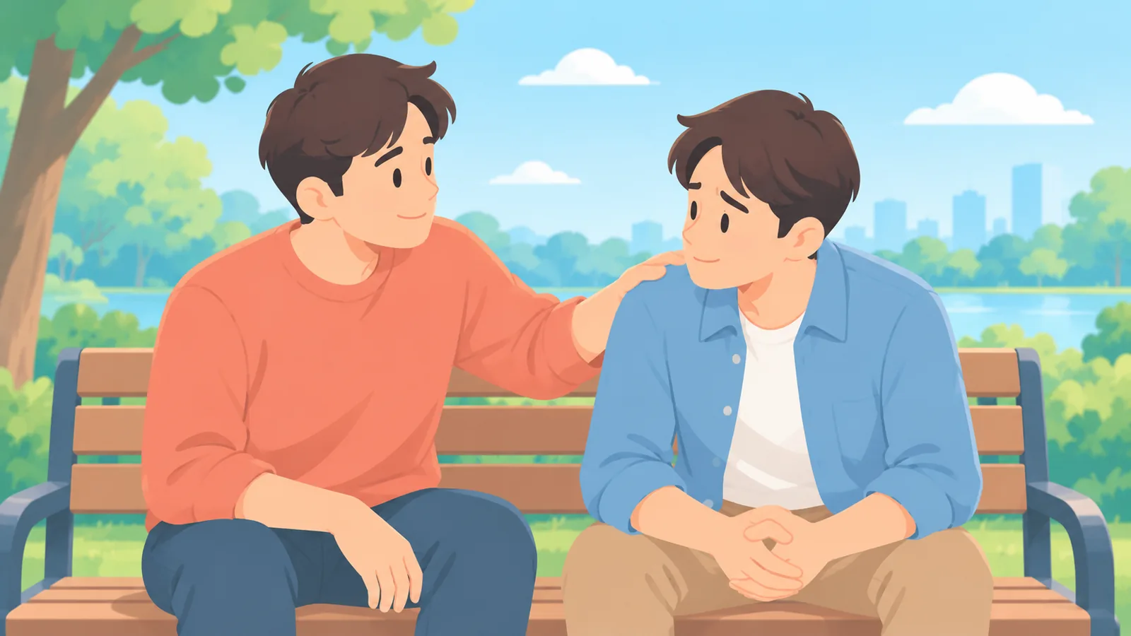 Pessoa conversando com alguém de confiança para buscar apoio