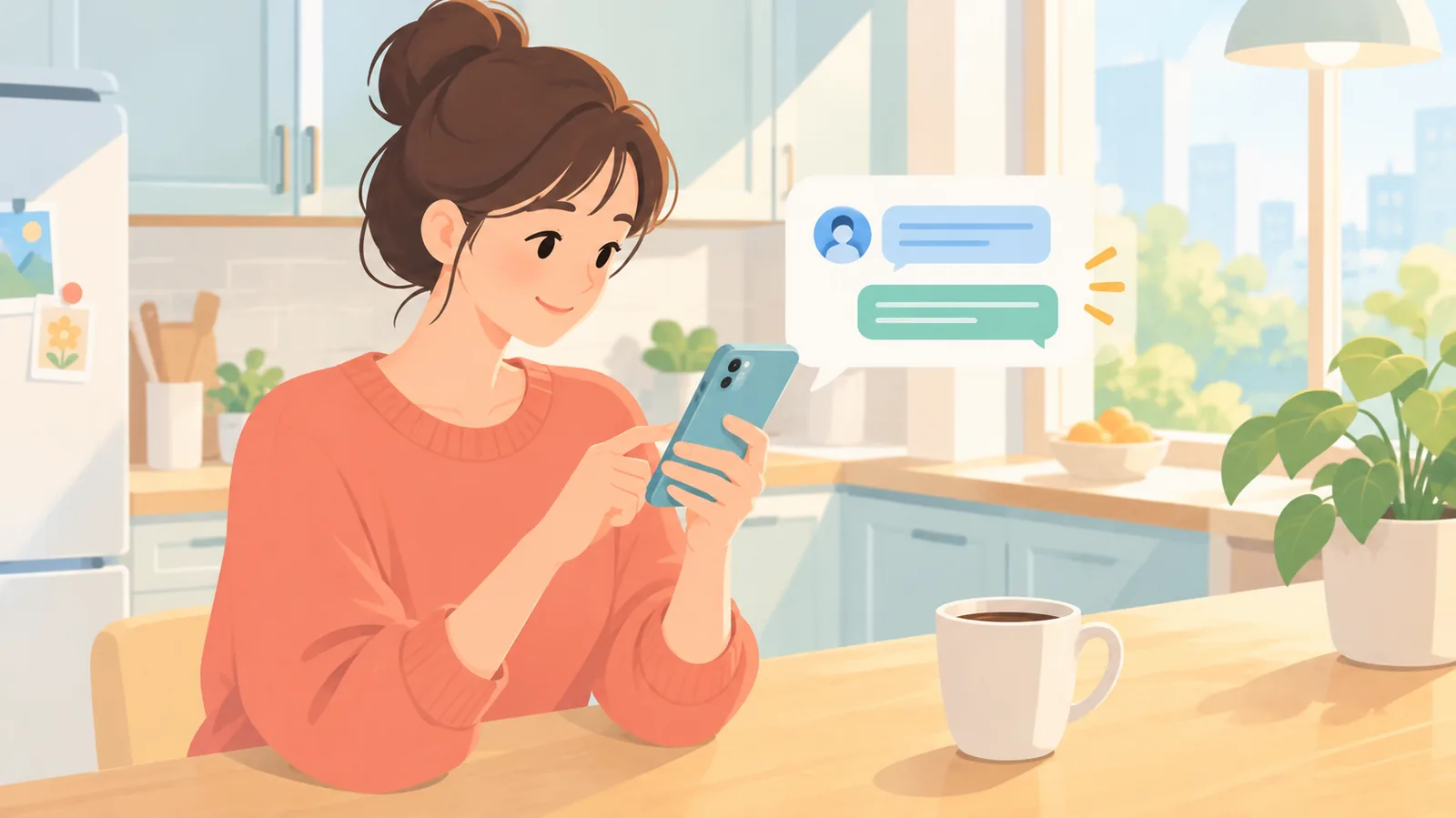 Mulher mostrando uma música no celular para um homem sorridente