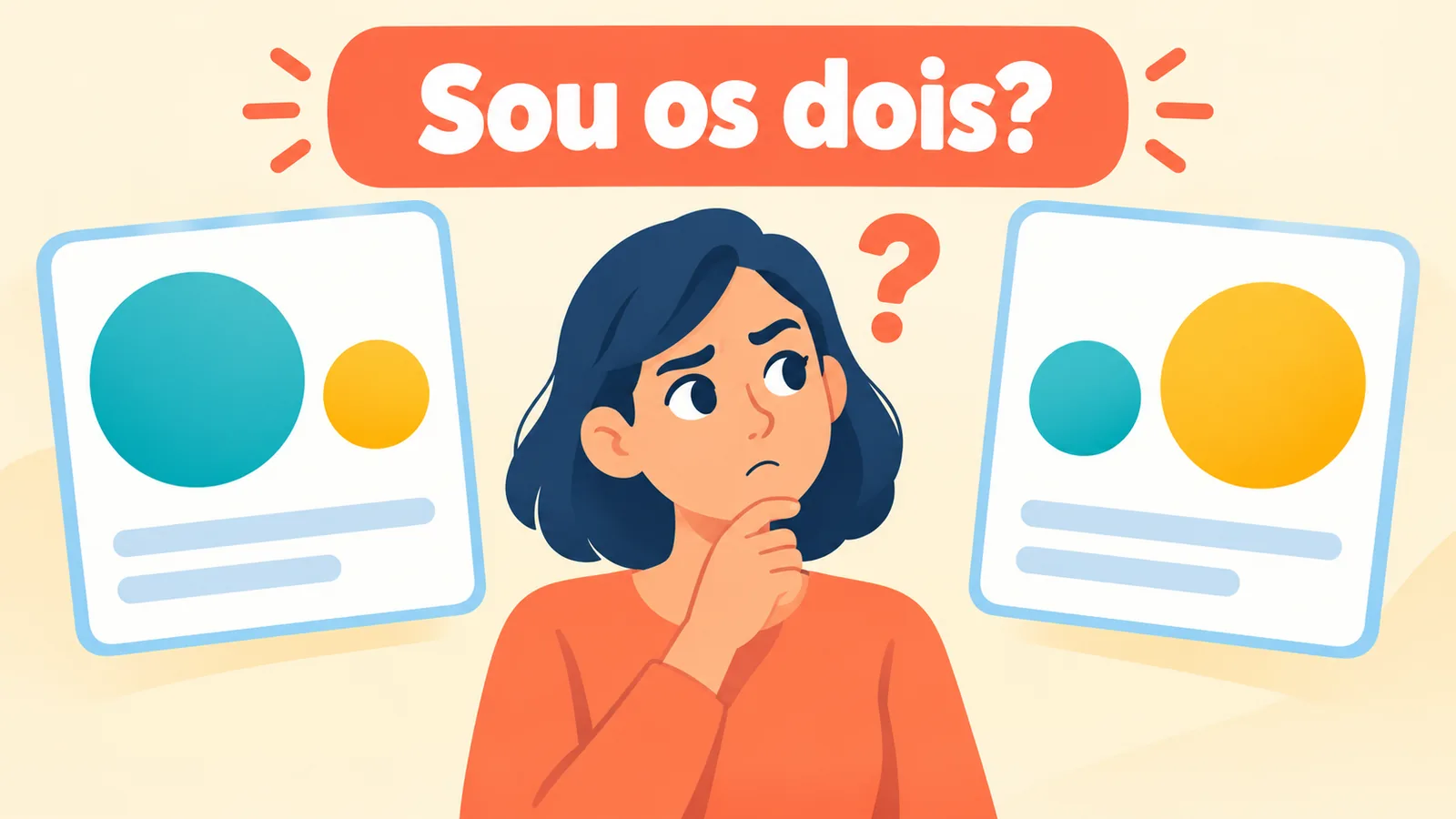 Pessoa em dúvida entre duas combinações que dão destaques diferentes ao tipo básico e à asa.