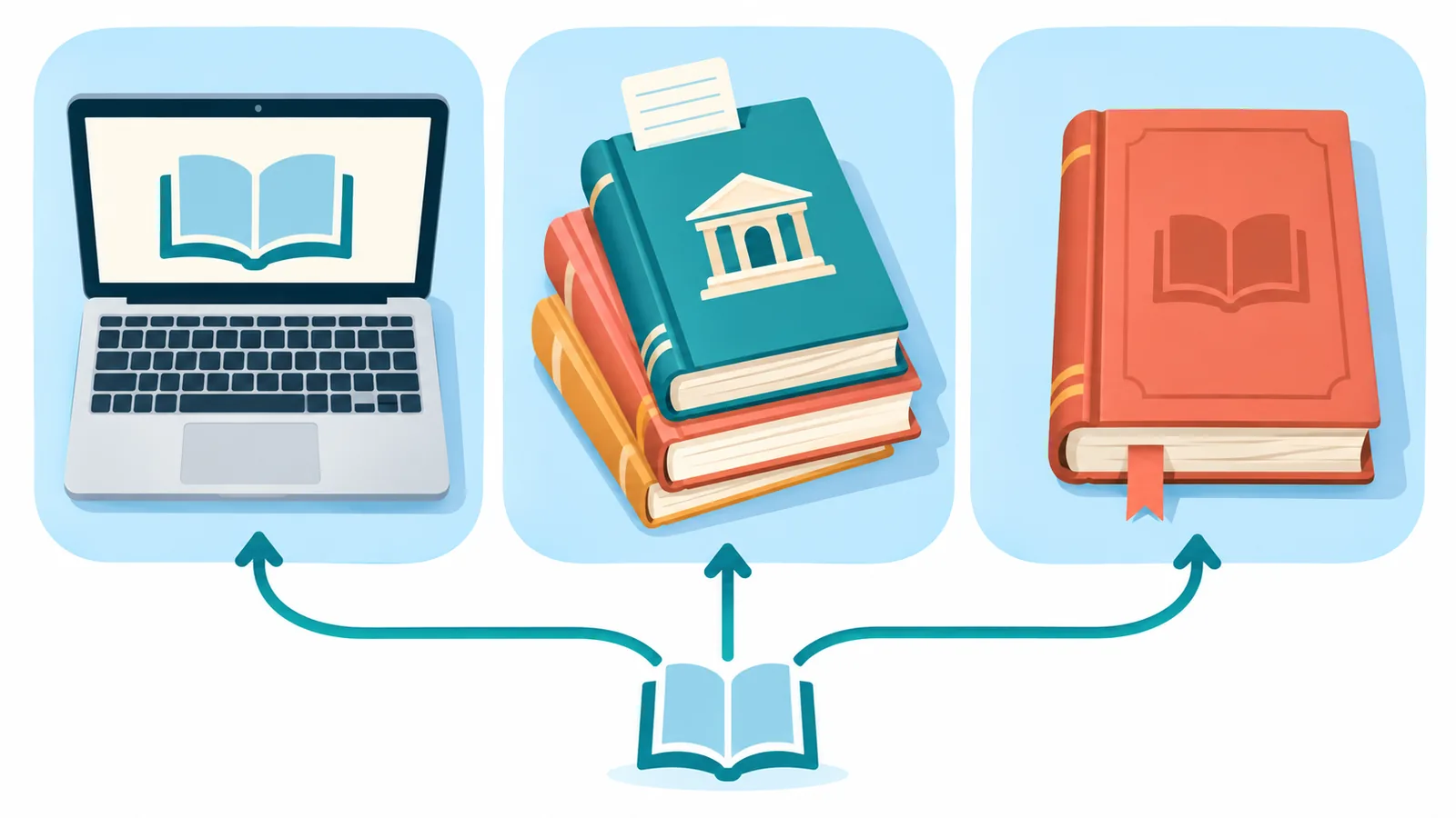 Laptop, livros de biblioteca e livro de capa dura lado a lado