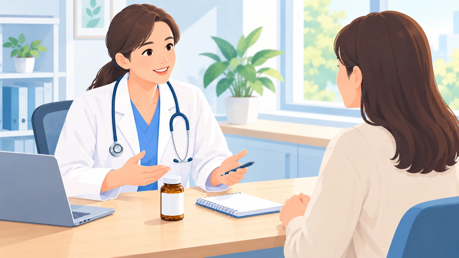 Médico conversando com paciente sobre o uso de suplementos