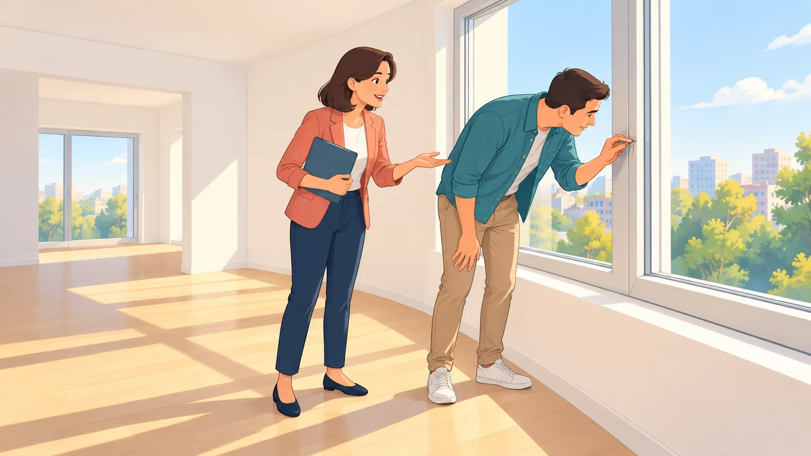 Visita a um apartamento vazio com corretor