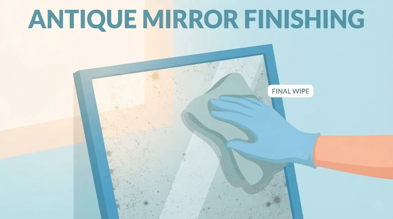 Limpeza cuidadosa de espelho envelhecido