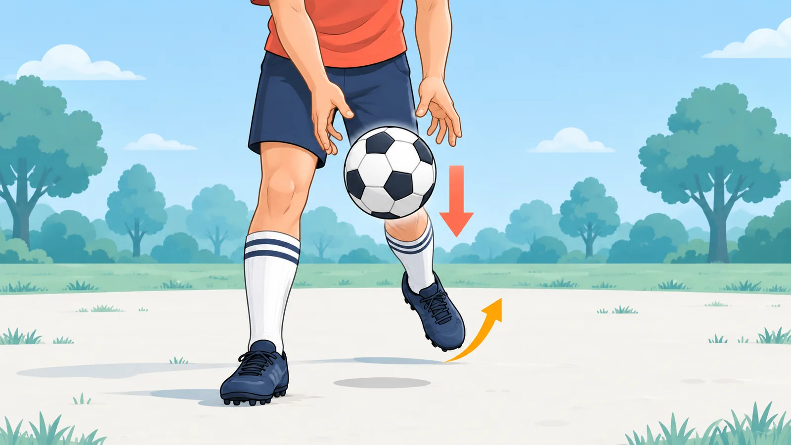 Pessoa soltando a bola das mãos para o toque único
