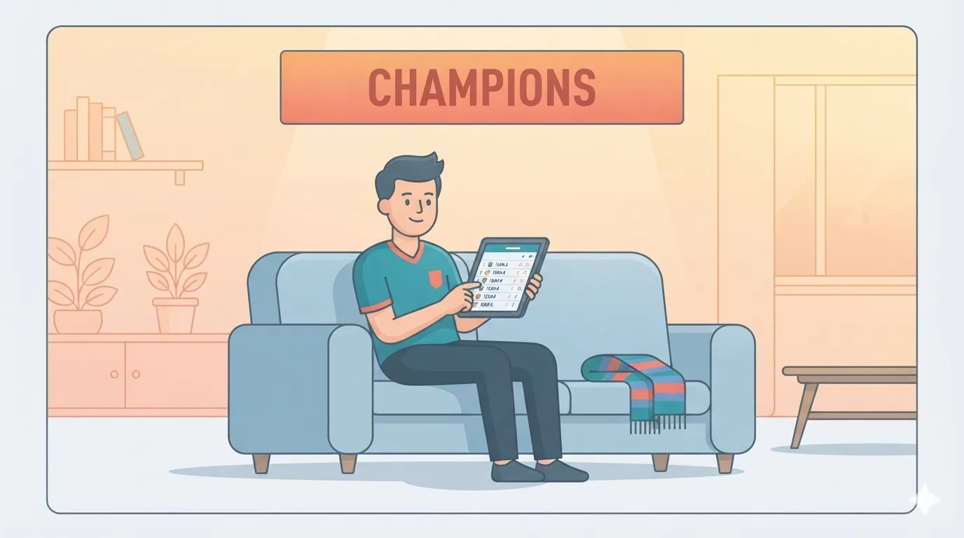 Torcedor analisando a tabela do campeonato em um tablet