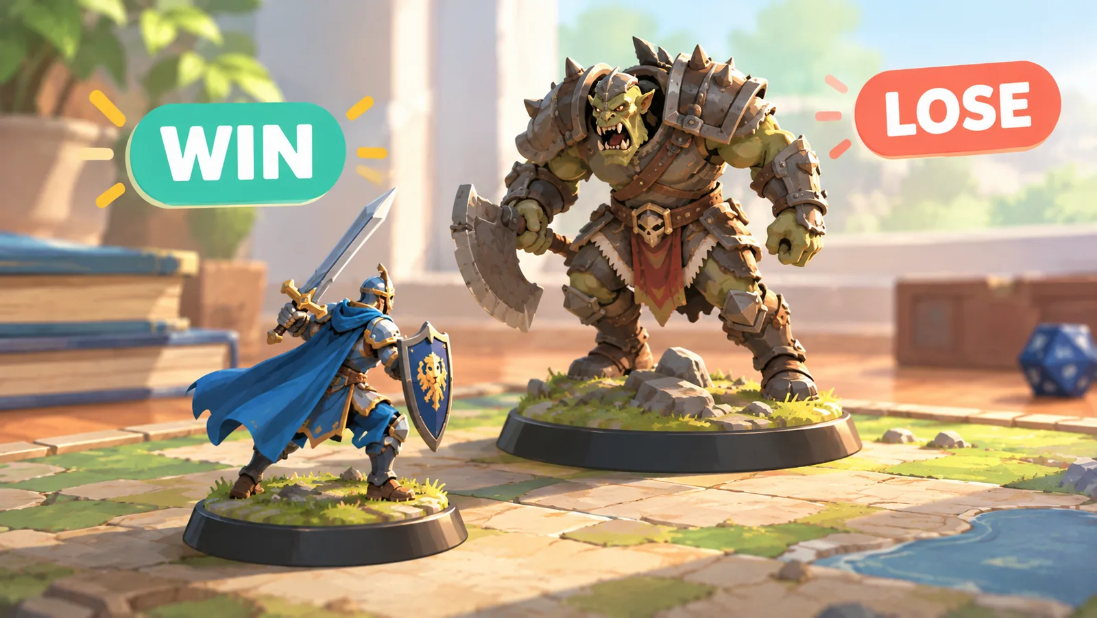 Peça de jogo isolada em um cenário de teste com adversário específico