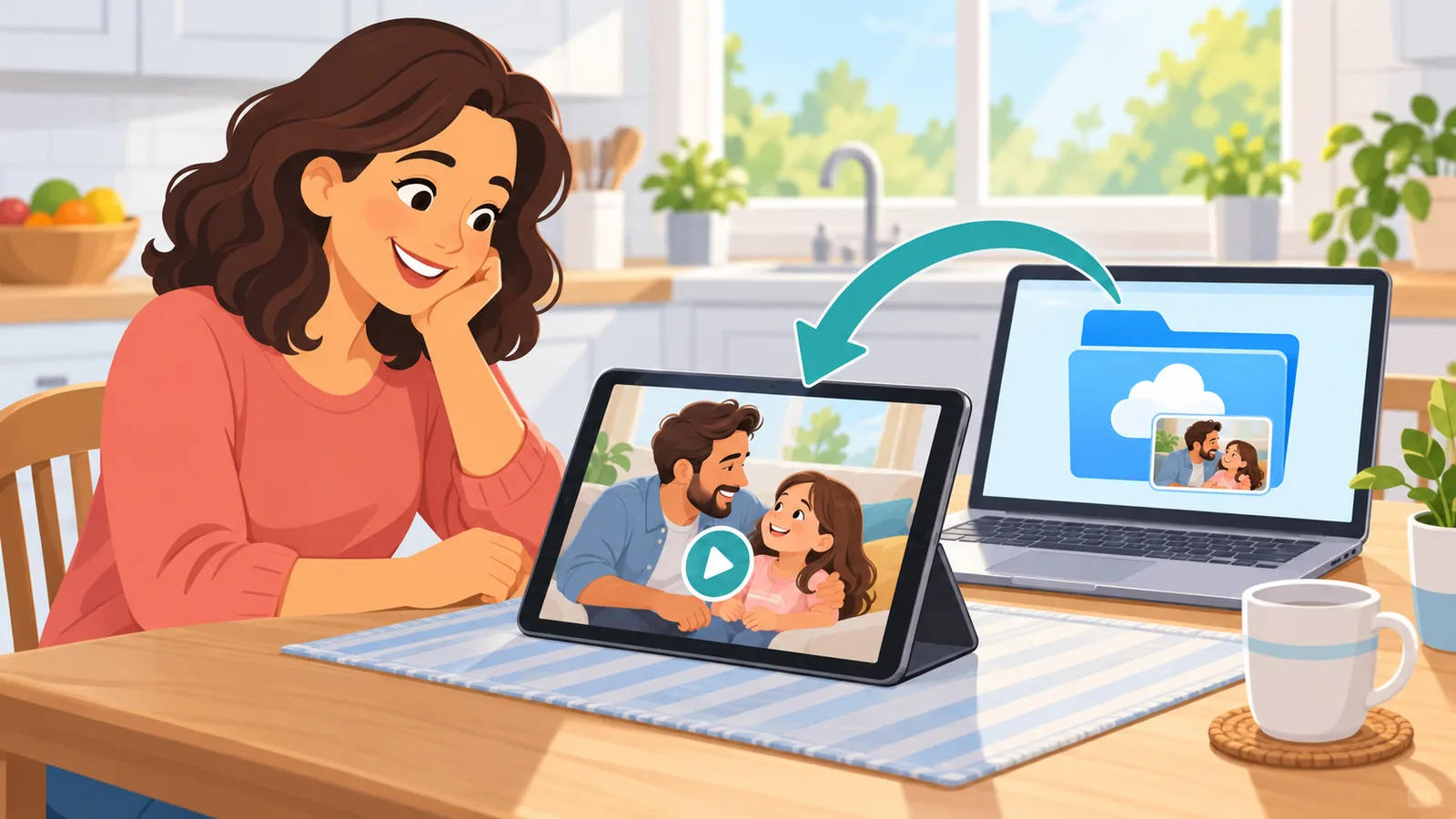 Pessoa assistindo a um vídeo guardado na nuvem