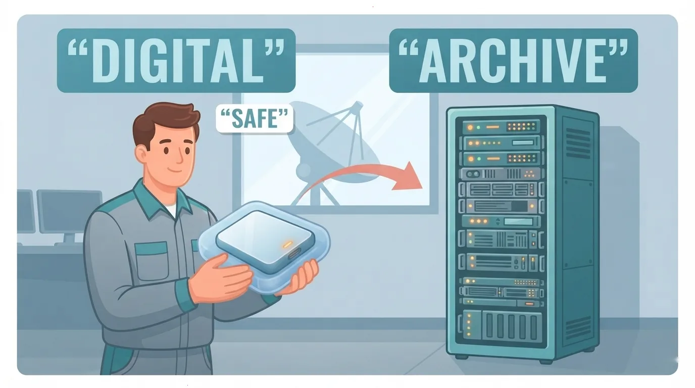 Tehnician de cinema care primește un pachet digital de film
