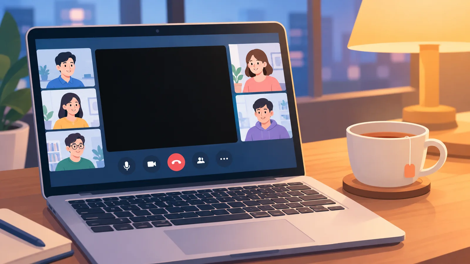 Laptop cu o fereastră Discord în care zona filmului este neagră