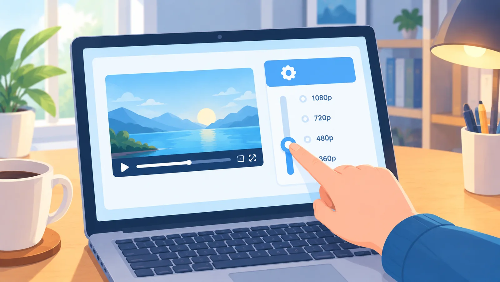 Cursor de calitate coborât pe ecranul unui laptop