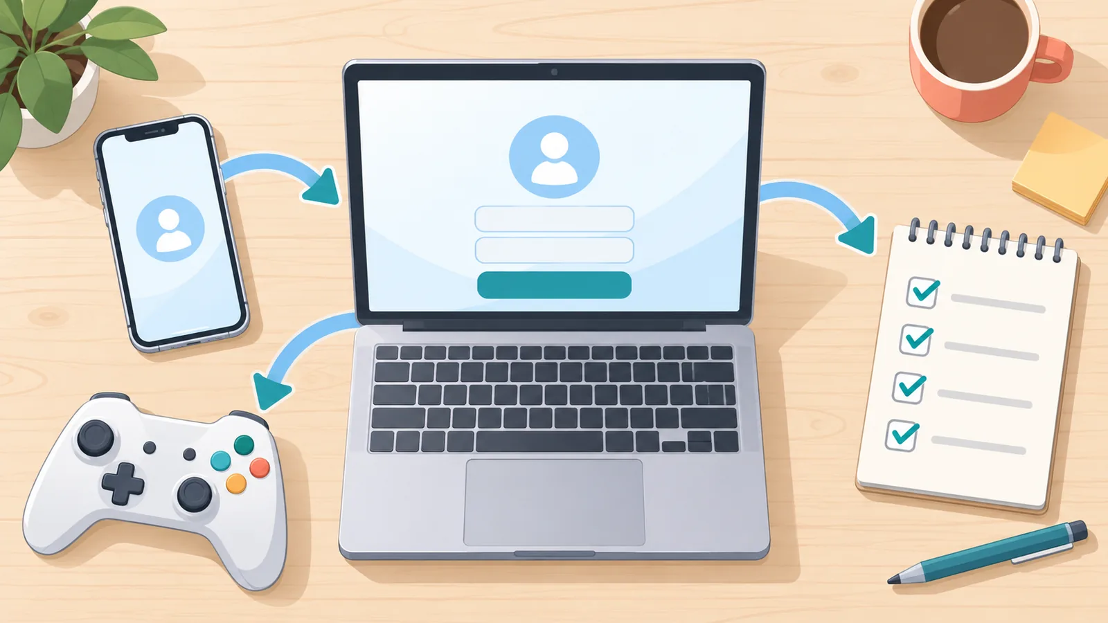 Obiectele necesare pentru cloud gaming: iPhone, controler și listă de verificare