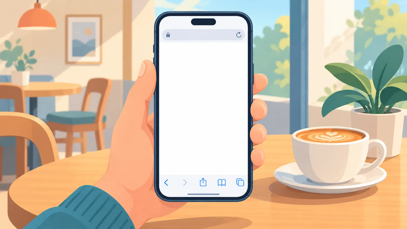 Safari deschis pe iPhone, folosit pentru a accesa serviciul de cloud gaming