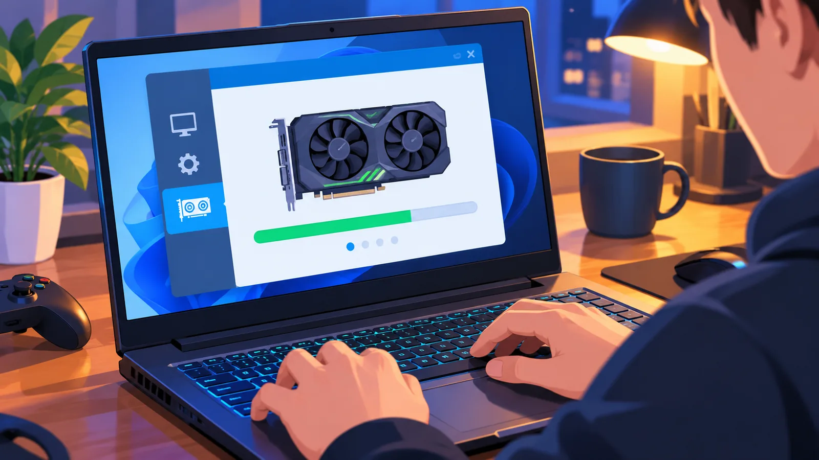 Actualizarea driverului plăcii video pe un laptop
