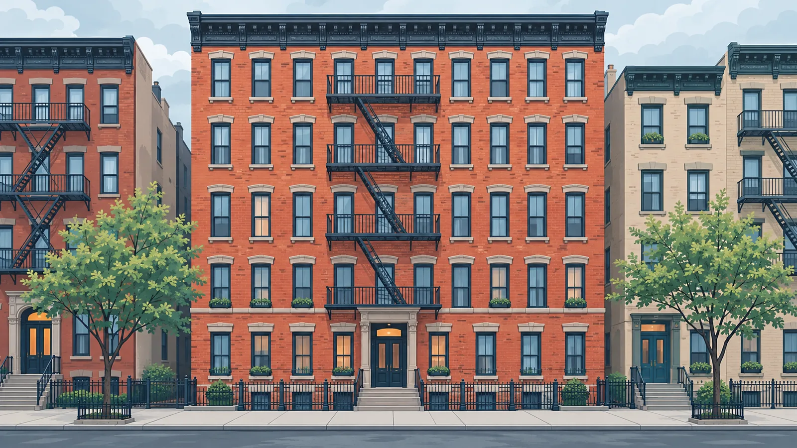 Fațada unei clădiri istorice din cărămidă în Lower East Side