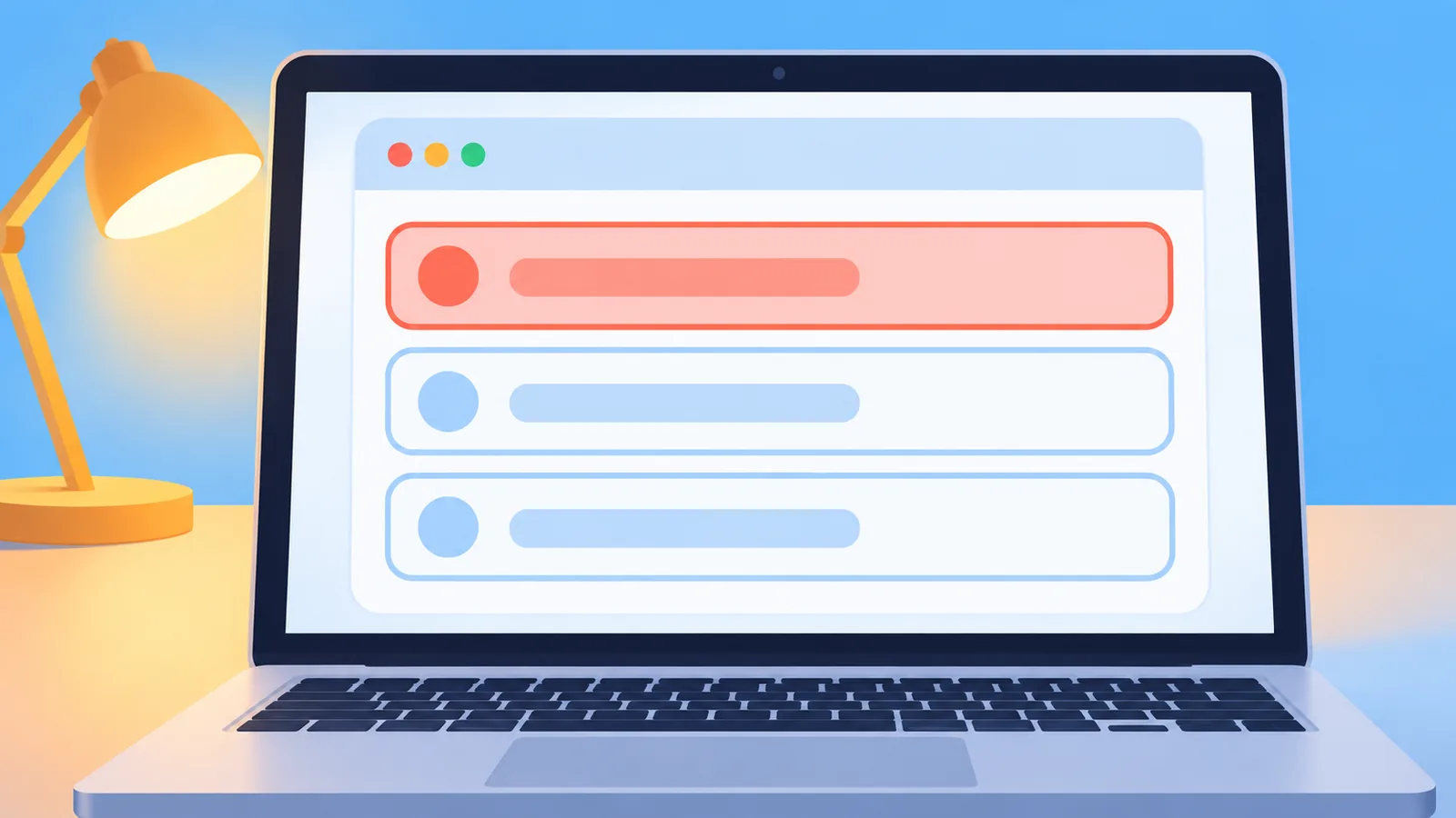 Ecran de MacBook cu o listă de site-uri vizitate recent în Safari