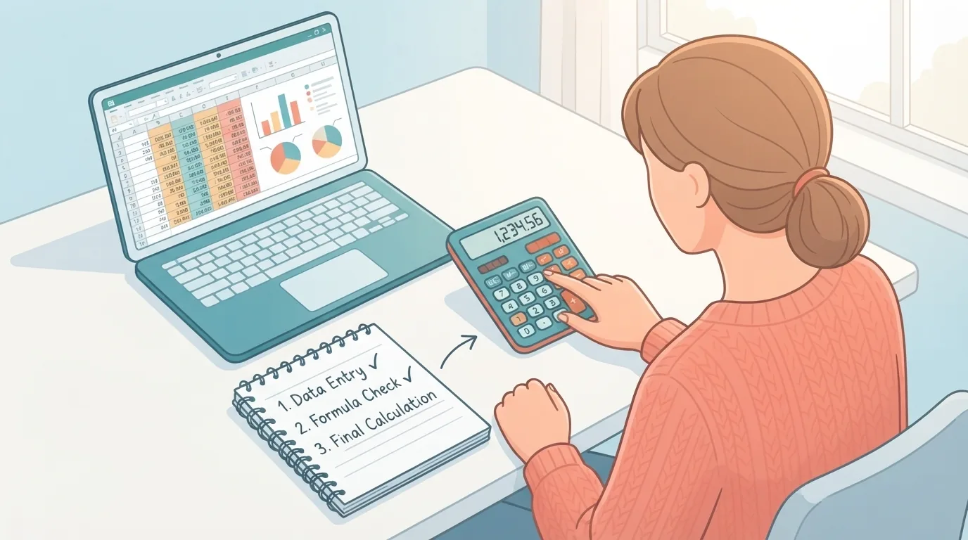 Femeie care calculează rata lunară cu un calculator științific