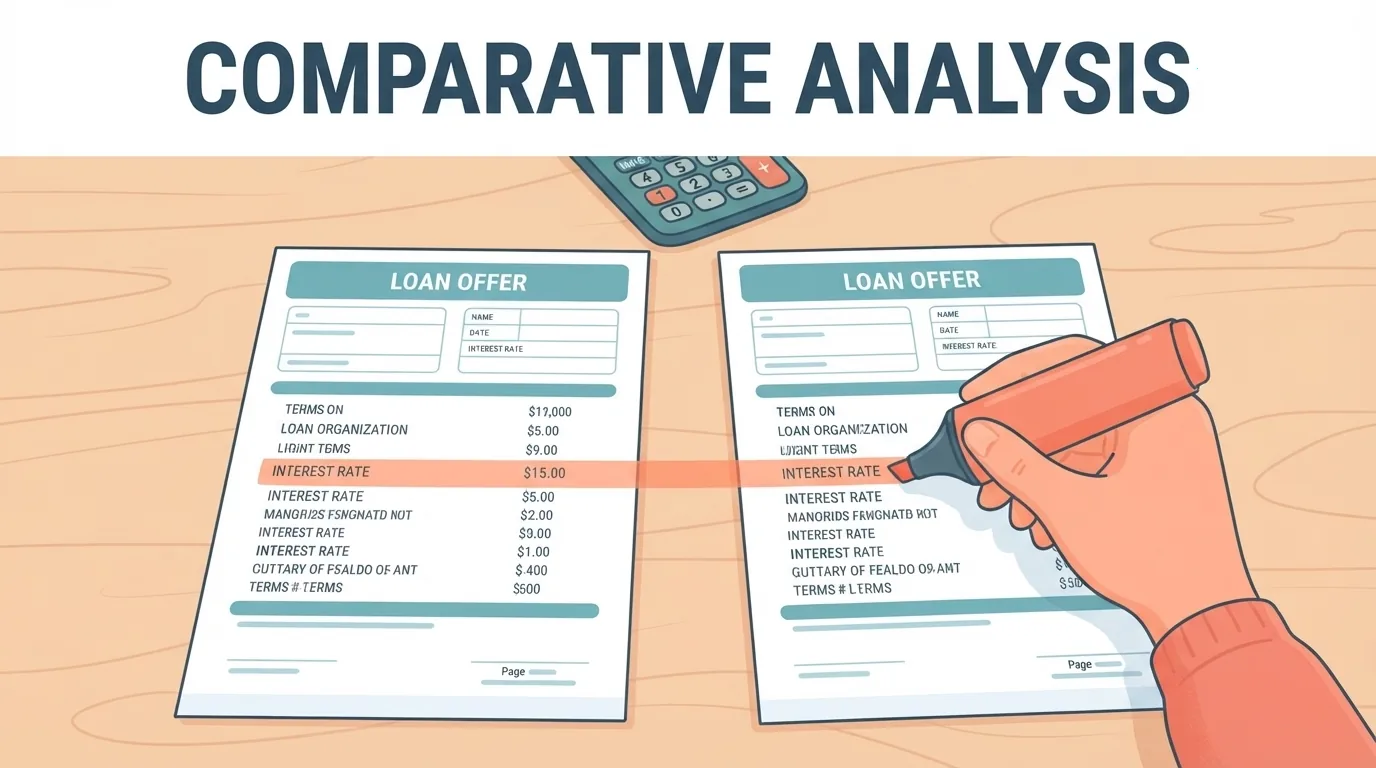 Două oferte de credit comparate pe birou
