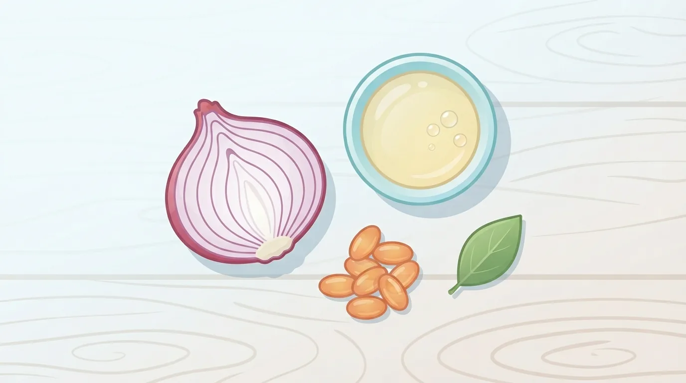 Ingrediente uzuale în produsele pentru cicatrici: ceapă, uleiuri, vitamine