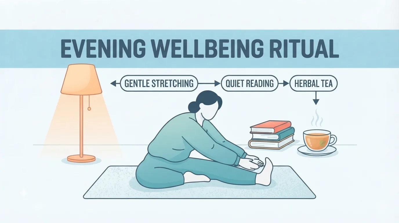 Rutină liniștită de seară cu stretching și ceai de plante