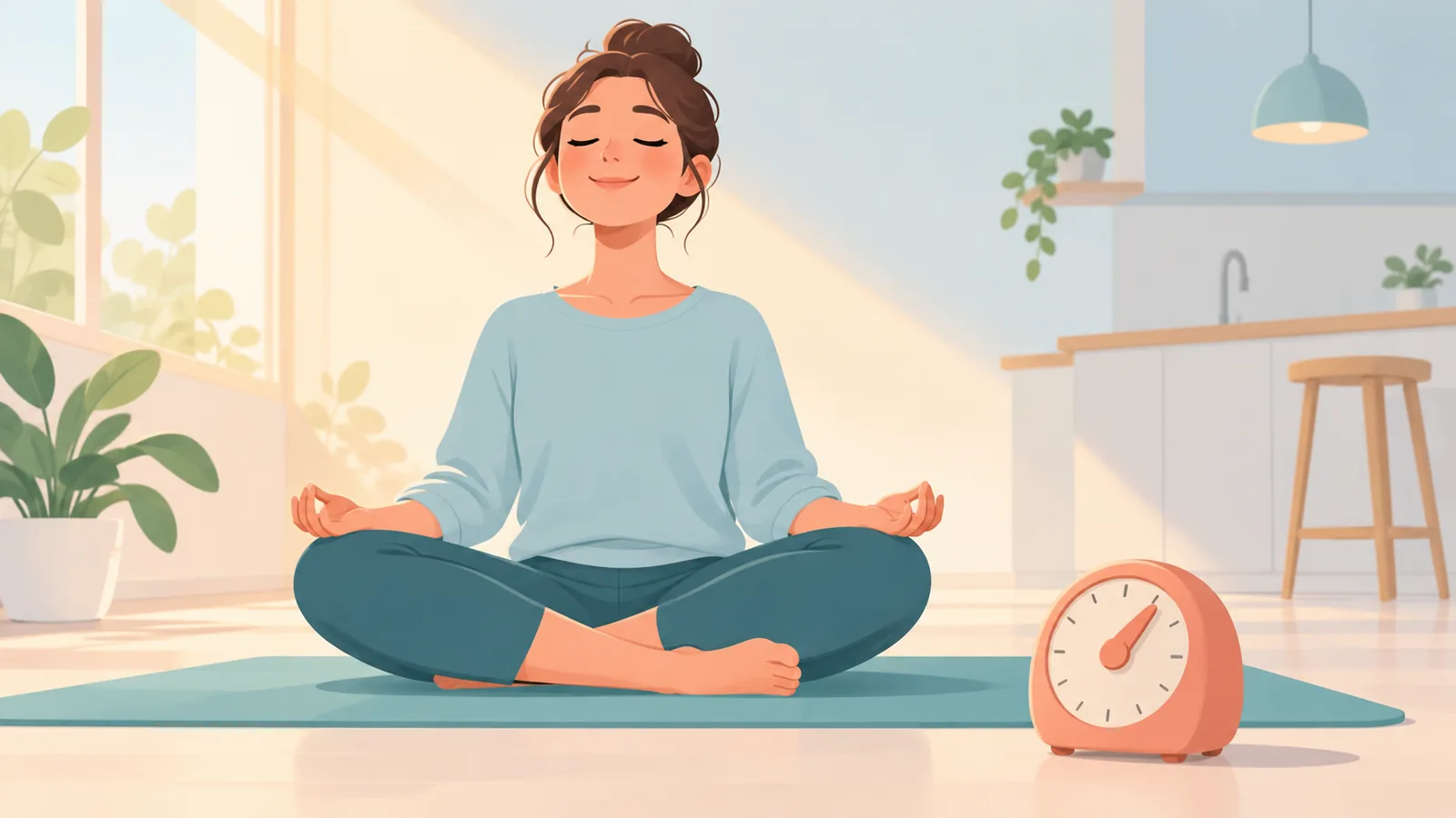 Sesiune scurtă de meditație cu un cronometru discret alături