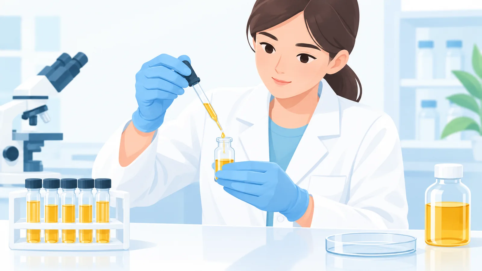 Testarea purității unui ulei marin în laborator