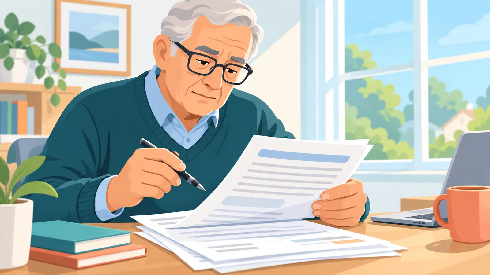 Senior care citește cu atenție un contract