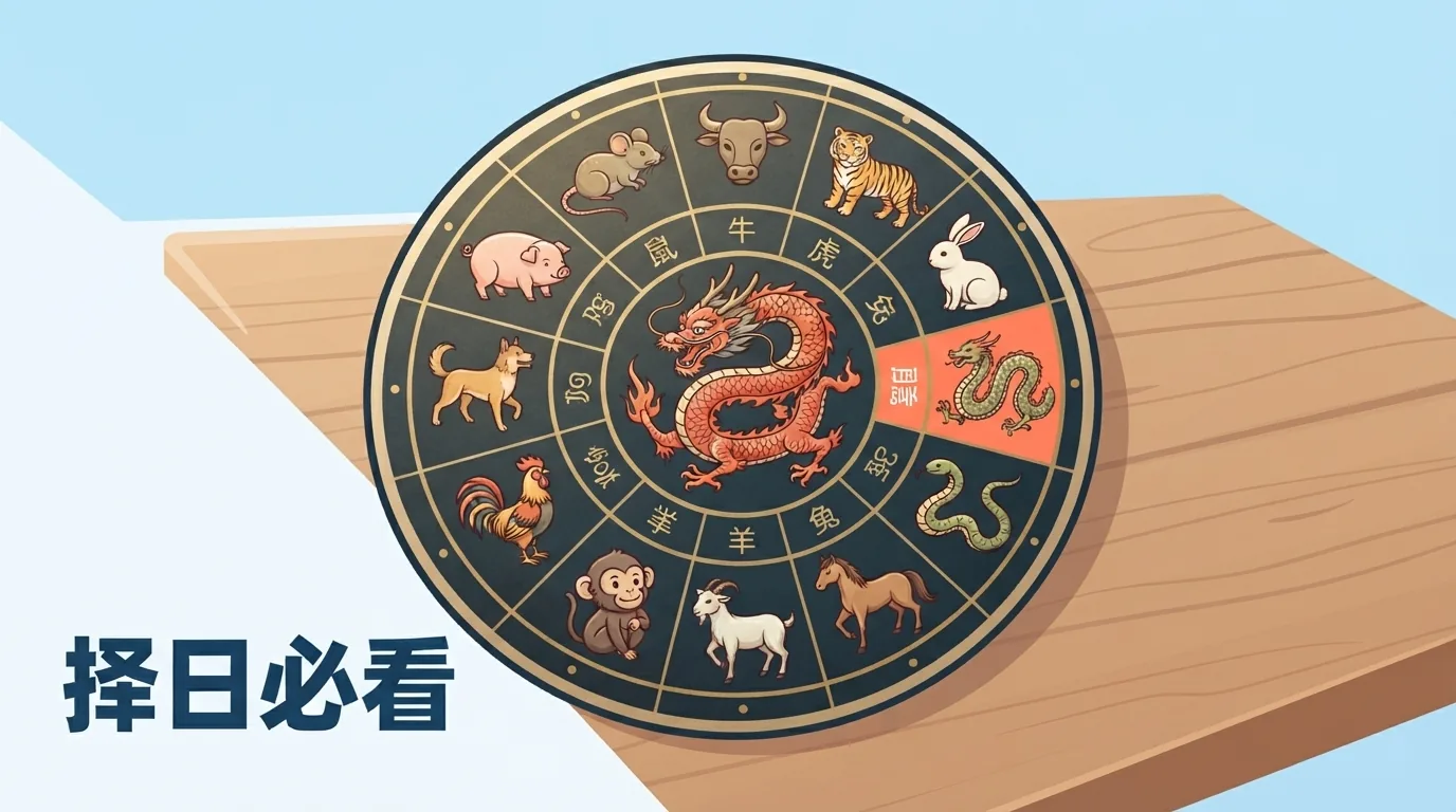Roată tradițională de hârtie cu cele 12 animale ale zodiacului chinezesc pe un birou de lemn