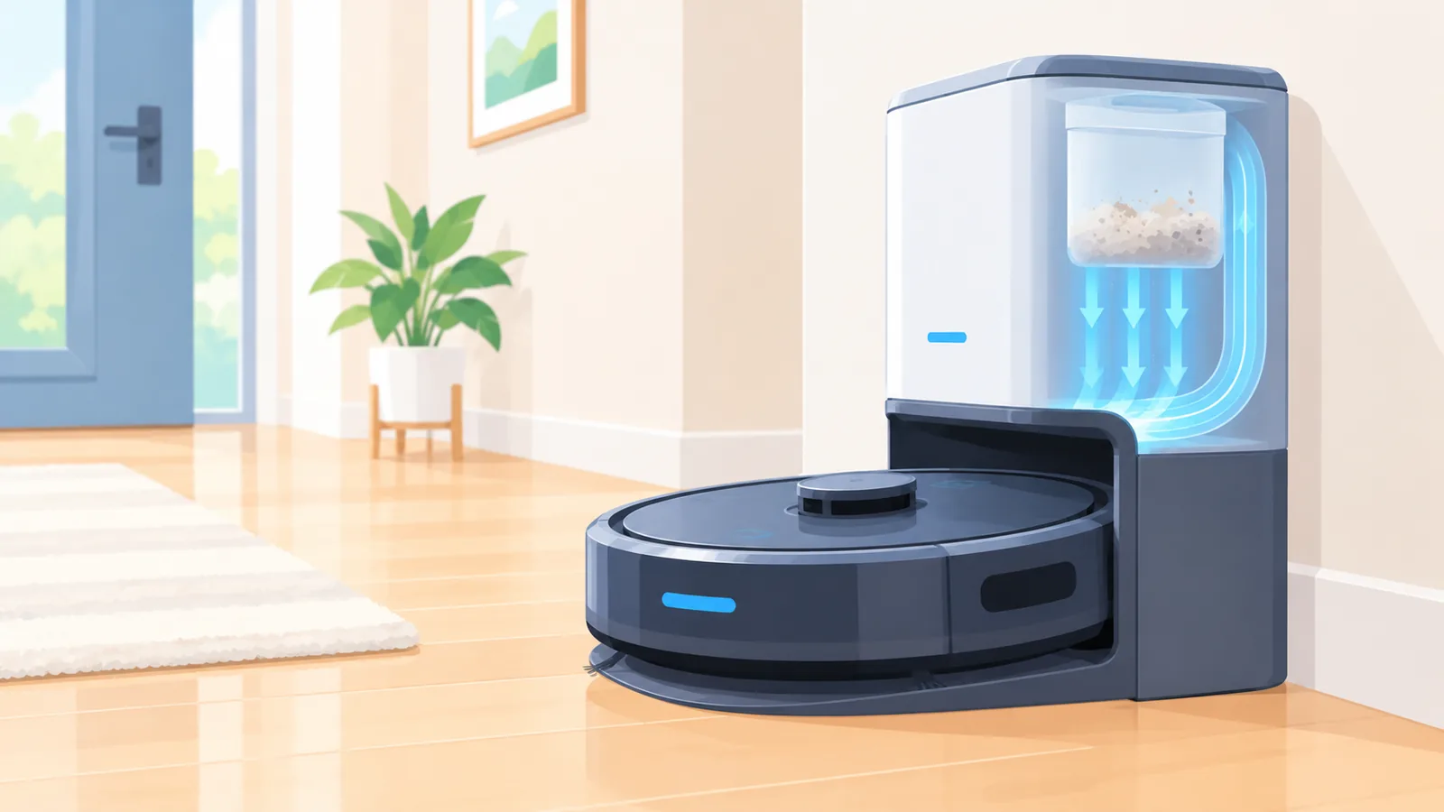Robot de aspirare la baza de golire automată