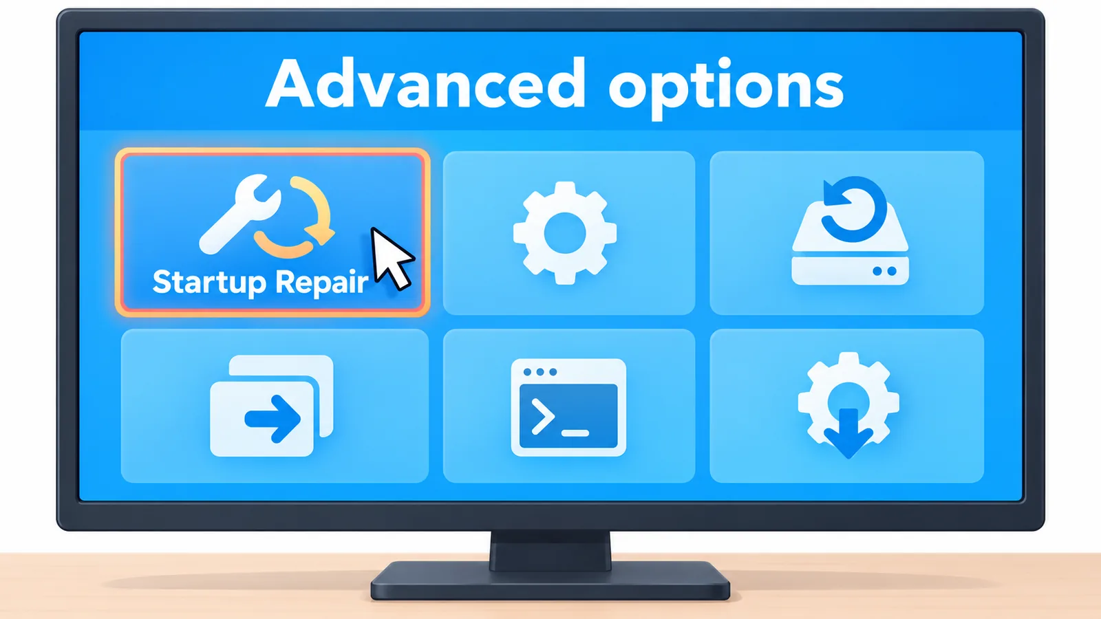Meniul Advanced options din WinRE cu opțiunea Startup Repair