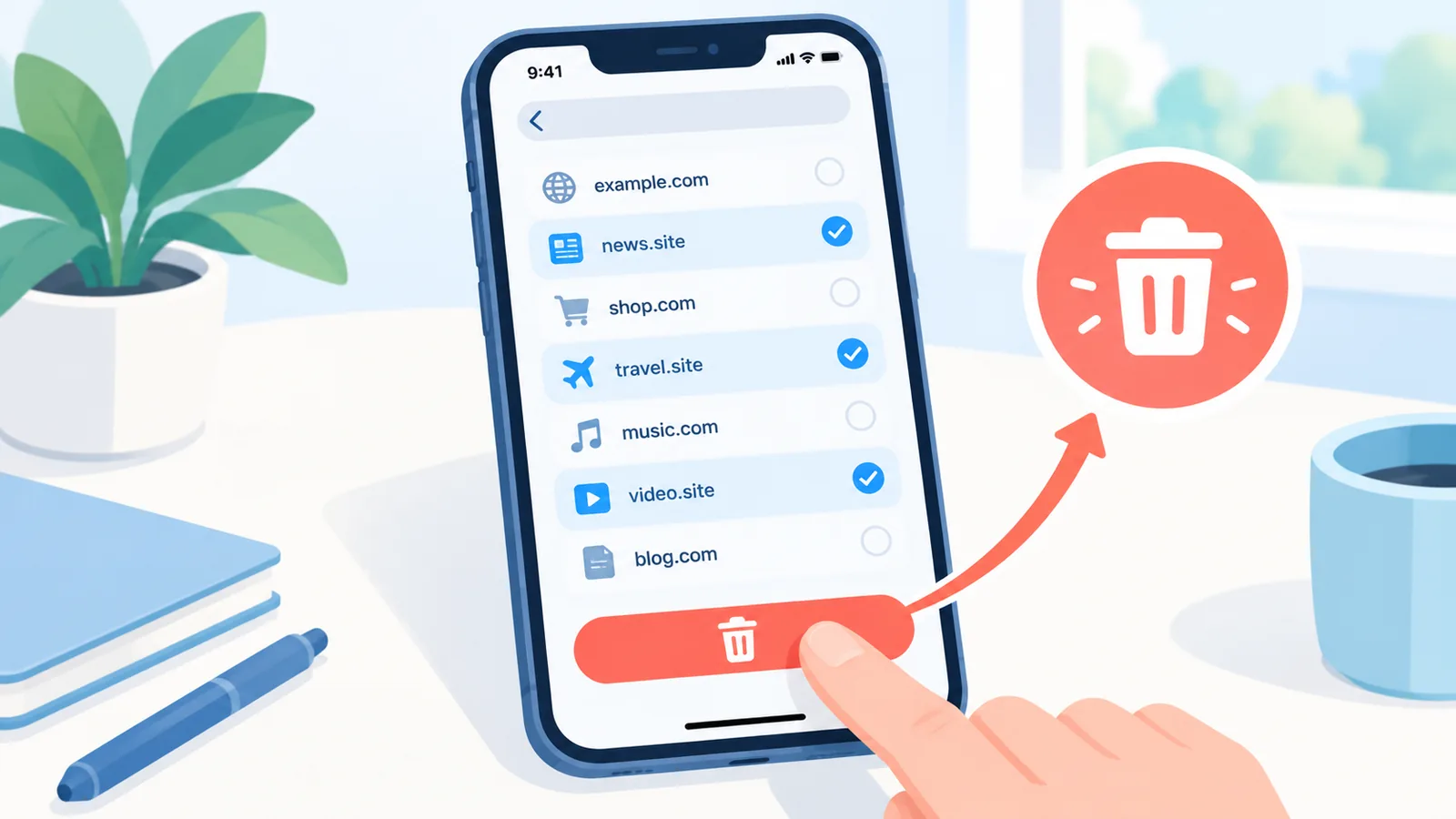 Выбор сайтов для удаления из истории Safari