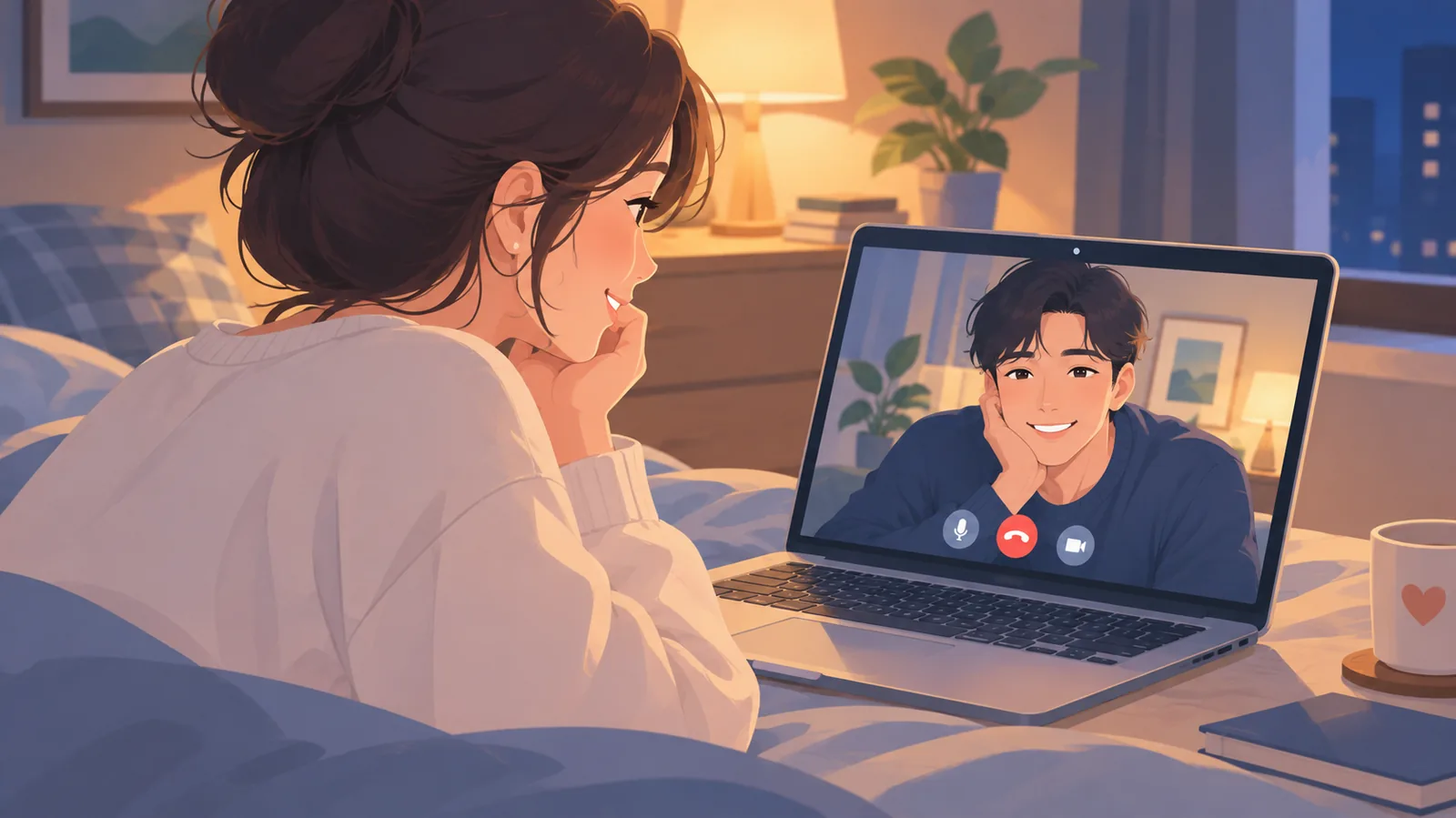คู่รักระยะไกลคุยวิดีโอคอล