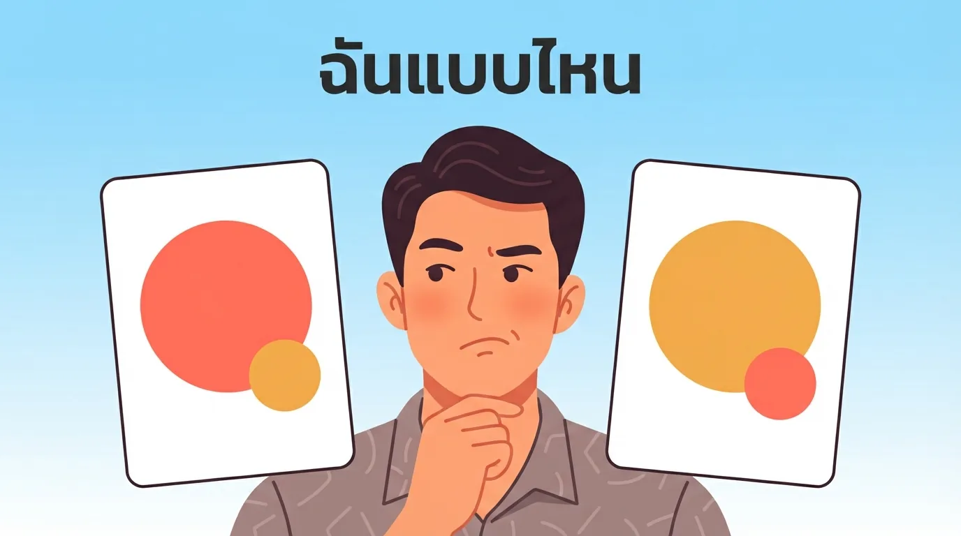 คนกำลังสงสัยกับผลนพลักษณ์สองแบบที่สลับลักษณ์หลักกับปีกกัน