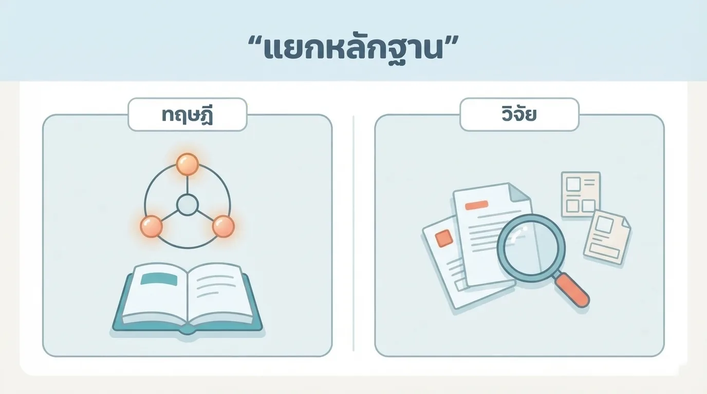 แยกแบบจำลองเรื่องปีกในทฤษฎีออกจากหลักฐานวิจัย ซึ่งยังมีข้อจำกัดในการรองรับแนวคิดเรื่องปีก