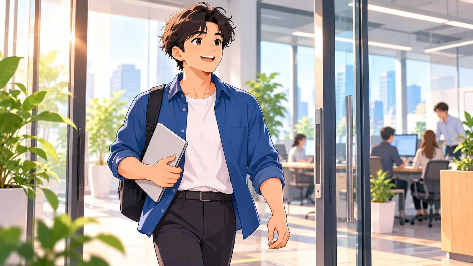 ผู้ก่อตั้งเดินเข้าออฟฟิศพร้อมสมุดบันทึกเพื่อเริ่มก้าวต่อไป