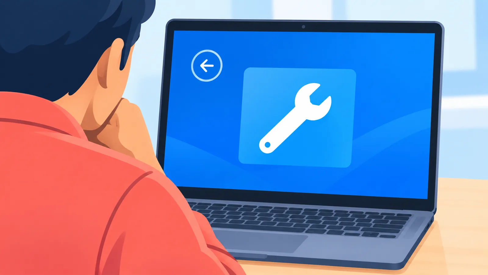 หน้าจอแล็ปท็อปแสดงเมนู Troubleshoot ของสภาพแวดล้อมกู้คืน Windows