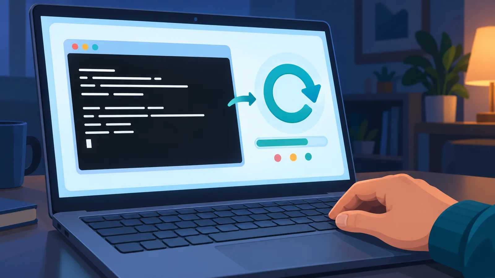 หน้าต่าง Command Prompt สีดำบนหน้าจอแล็ปท็อป