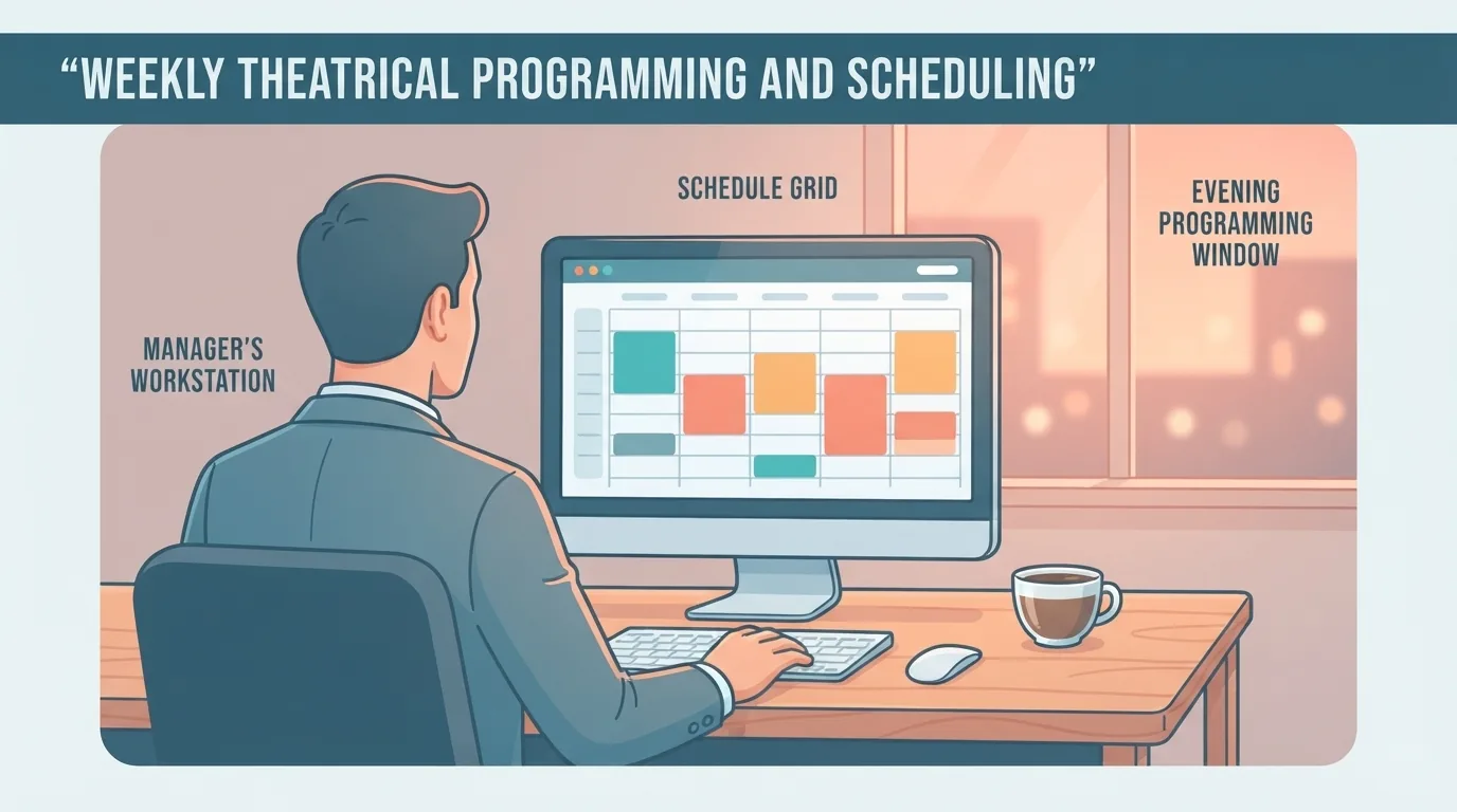 Sinema programını hazırlayan yönetici masası