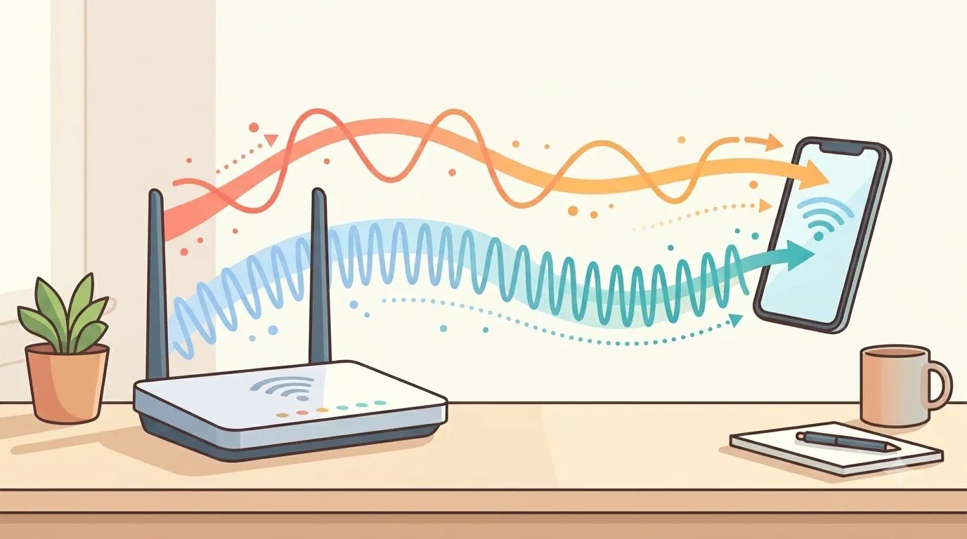 Masada telefon ve çift bantlı Wi-Fi yönlendirici