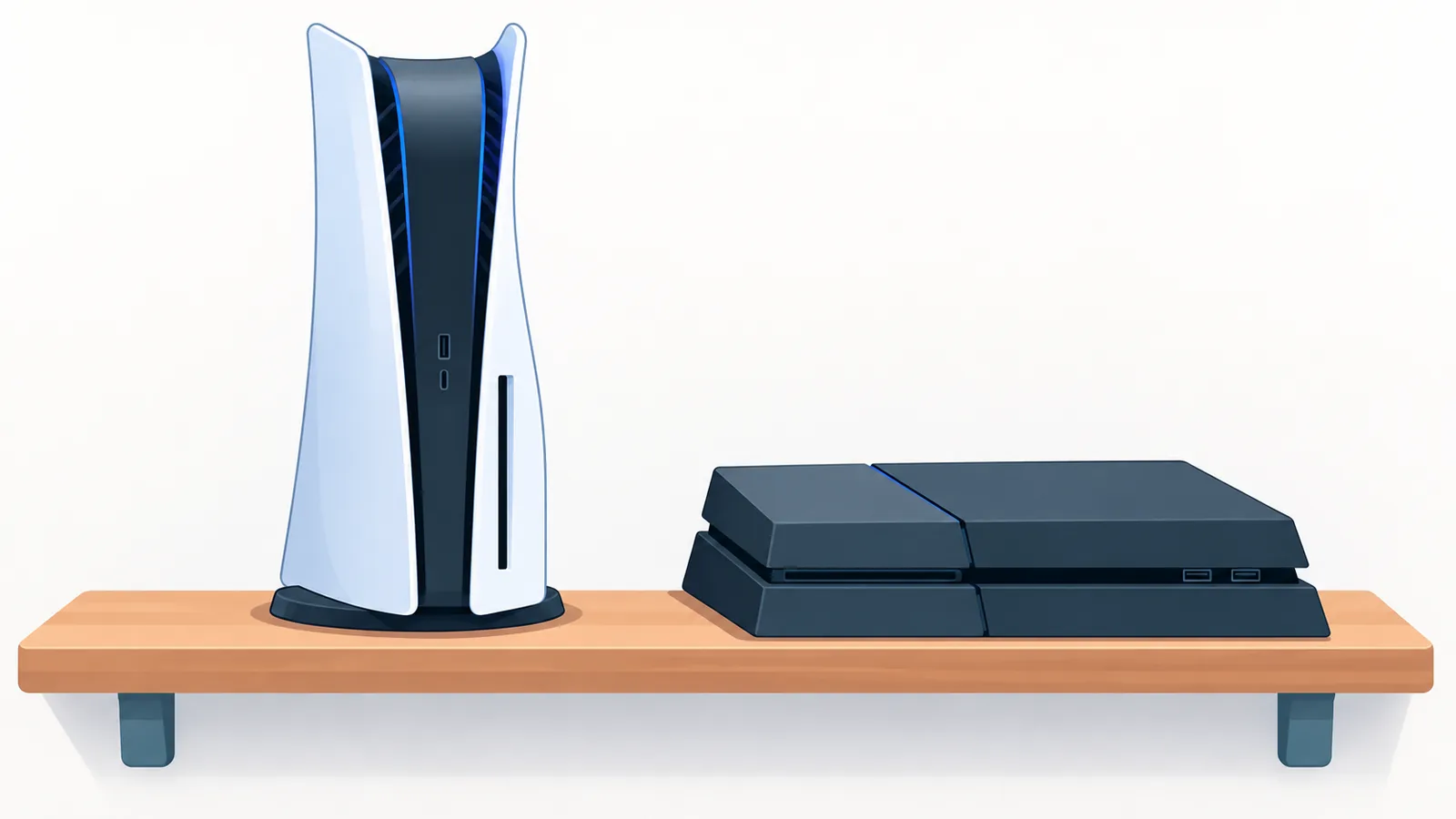 Yan yana duran PS5 ve PS4 konsolları görseli