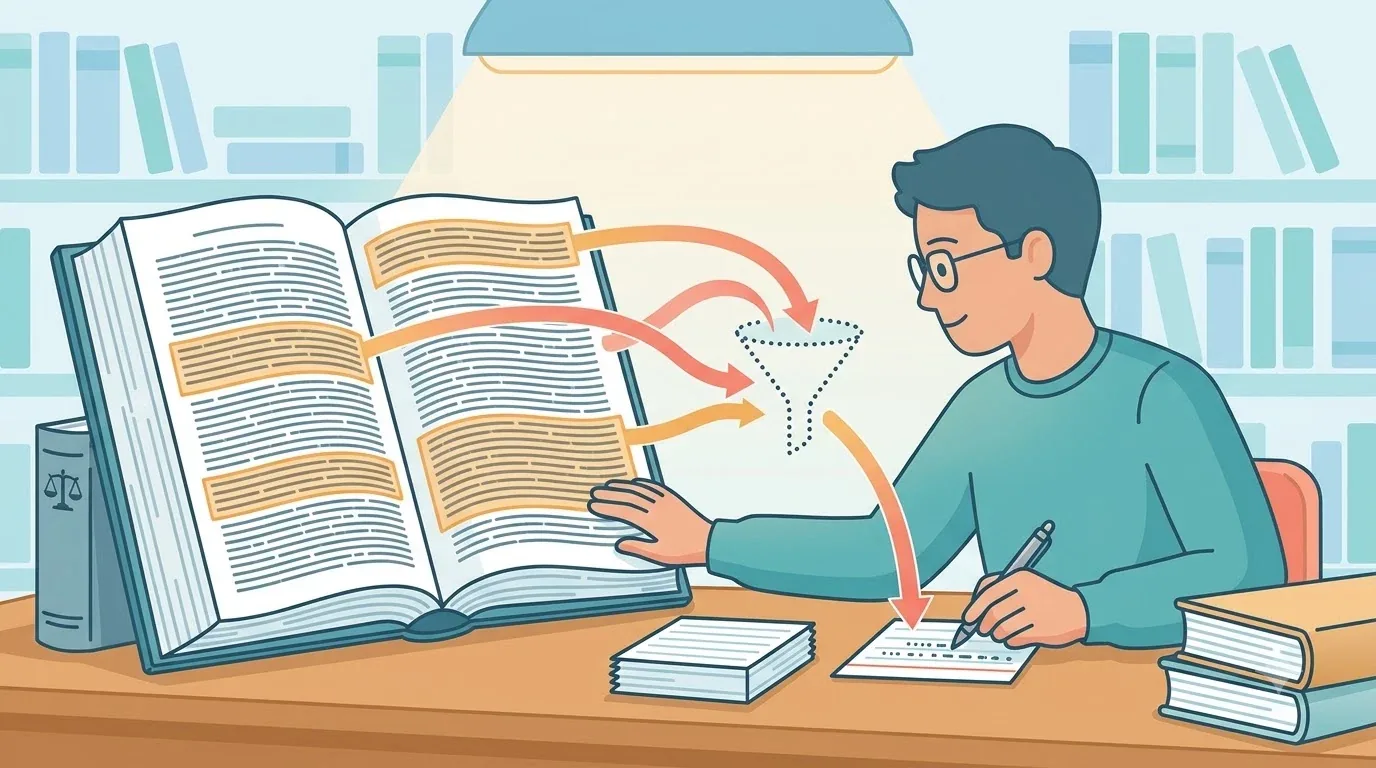 Düzenli bir outline kağıdı, dizüstü bilgisayar ve kahve bulunan hukuk öğrencisi masası